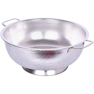 Professional Stainless Steel Colander, Durable Stainless Steel Kitchen Strainer for Pasta Noodles Berries Vegetables, 5-Quart Microporous Strainer with Premium Handles Riveted