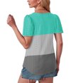 thumbnail image 3 of Plebaso Hauts pour Femmes Chemises à Oeillets à Blocs de Couleur Manches Courtes T-Shirts Amples Décontractés Col Rond Blouses Tendance, 3 of 6