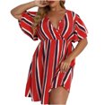 thumbnail image 2 of EGNMCR Robes de Fête pour Femmes Femmes Grande Taille Été Décontracté Manches Courtes Col en V Manches Imprimées Robes Robe Ample, 2 of 6