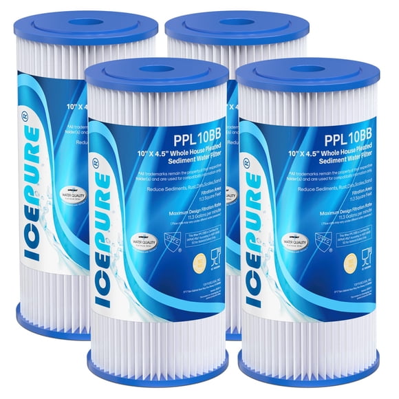 ICEPURE 20 Micron 10" x 4.5" Whole House Sediment Pleated Water Filter Replacement for GE FXHSC, Culligan R50-BBSA, Pentek R50-BB, DuPont WFHDC3001, W50PEHD, GXWH40L