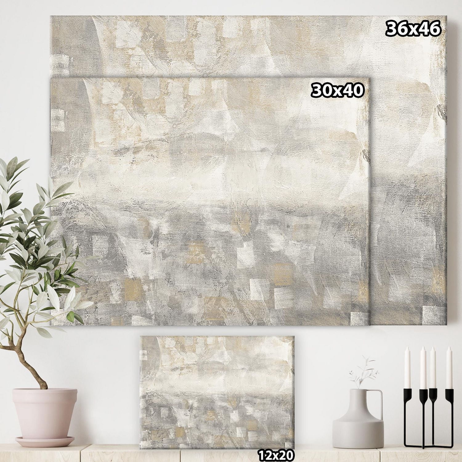 Designart Aquarelle abstraite grise Art mural sur toile