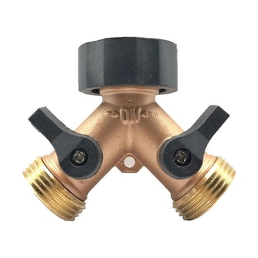 Jovati 2-Way Y Garden Hose Splitter Solid Brass, Easy Turn Swivel Connector with Individual Valves