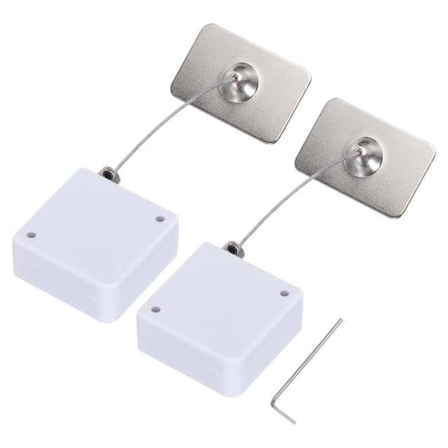 Unique Bargains Verrou de Câble Rétractable avec Adhésif Double Face Verrou Lent Rectangulaire 600g 2Set Blanc