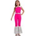 thumbnail image 1 of Hansber Combinaisons de Danse Disco Sans Manches à Sequins pour Filles Enfants Rose Vif 16, 1 of 5
