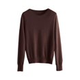 thumbnail image 5 of ManxiVoo Chandail à Col Rond Manches Longues Tricoté pour Femmes avec Capuche pour Automne Hiver Tenue Décontractée Taille P Café, 5 of 5