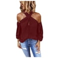 thumbnail image 1 of Pompotops Chemise Décontractée Sans Dos à Manches Longues Unie pour Femmes en Solde, 1 of 6