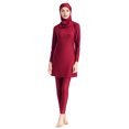 thumbnail image 4 of Innerwin Maillot de Bain pour Femme Trois Pièces Style Musulman Col Ras du Cou Tenue de Bain Couvrance Totale Bord de Mer Rouge TTG, 4 of 4