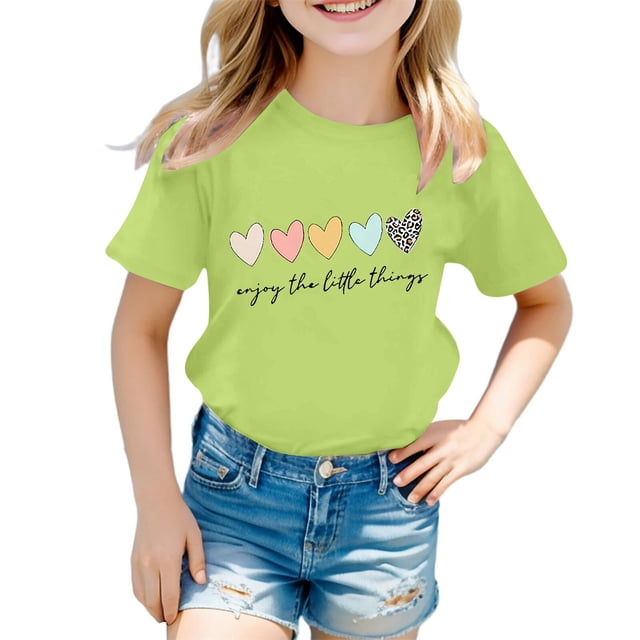 2025 Filles Mignon T-Shirts à Imprimé Graphique Col Rond Manches Courtes Filles T-Shirts 4T Tee Été Décontracté T 4T Chemise à Manches Longues Chemise