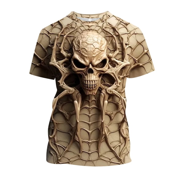LUOGENLI Male T-shirts for Mens Men's Street Cool Round Neck Short Sleeved T Shirt Fashion 3D Short Sleeved T Shirt Mens T-shirts Graphic Tees Vintage Summer Clothes Khaki XXXL