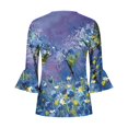thumbnail image 5 of Femmes Tops Top Floral Impression V-Cou à Manches Courtes T-Shirt Beige L, 5 of 5