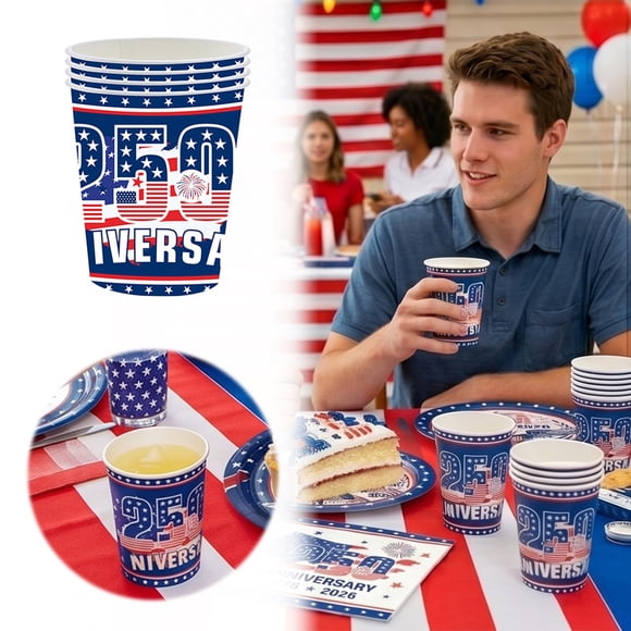 Elegant Anniversary Party Paper Cups For Celebration Disposable Cups For Events Half Style Cups For And Receptions 8 Oz Capacity Paperboard Craft