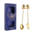 thumbnail image 1 of Stainless Steel Dessert Spoons Forks Tea Spoons Stainless Steel Christmas Spoons gingerbread blue, 1 of 9