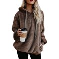 thumbnail image 1 of Sweat à Capuche Sherpa en Peluche pour Femmes, Pull à Fermeture Éclair en Polaire, 1 of 8
