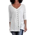 thumbnail image 1 of Femmes Manches Longues V Cou Bouton Cardigan Couleur Unie Haut, 1 of 2