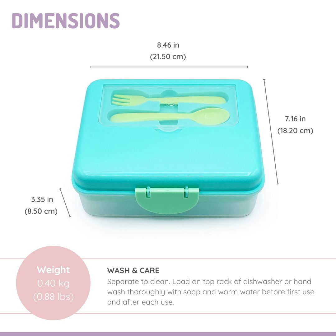 Melii 2 Tier Bento Box - Blue - for Kids and Adults - 1 Count