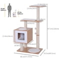 thumbnail image 3 of PawHut 47" Wood Cat Tree Condo with Scratch Post, Toy Ball, 3 of 10