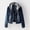 Dark Blue, variant on EGNMCR Womens Plaid Shacket Jacket, Long Sleeve Button Down Fleece Hooded Jackets, Warm Coat Fashion Women Plus Velvet Long-sleeve Slim-fit Hooded Jacket Blouse Coat Women's denim jacket