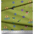 thumbnail image 3 of Soimoi Polyester Crepe Fabric Planet,Animal & Spaceship Cartoon Decor Fabric Printed Yard 42 Inch Wide, 3 of 3