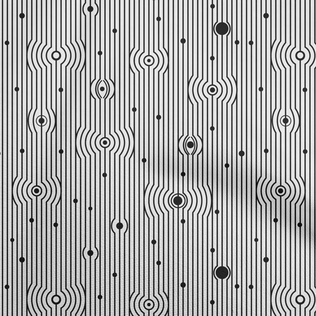 oneOone Tissu Polyester Spandex Noir Rayures Tissu Robe Tissu Imprimé Tissu au Mètre 56 Pouces de Large