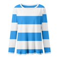 thumbnail image 5 of ManxiVoo Women's Long Sleeve Striped Printed T Shirt Crew Neck Comfy Fall Graphic Tee Lightweight Blouse S Size Blue, 5 of 5