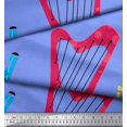 thumbnail image 3 of Soimoi Blue polyester Crepe Fabric Guitar & Xylophone Musical Instrument Print Fabric by the Yard 42 Inch Wide, 3 of 3
