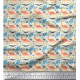 thumbnail image 1 of Soimoi Georgette Viscose Fabric Tree & Dinosaur Animal Decor Fabric Printed Yard 42 Inch Wide, 1 of 3