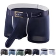 thumbnail image 1 of Lovzfmll Men's Underwear, Solid Color Stretchy Sports Boxers, Breathable Comfort Boxer Briefs, 1 of 3