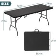 thumbnail image 2 of FDW Table à Manger d'Extérieur de 6 Pieds, Table Pliante Portable Rectangulaire en Plastique avec Poignée de Transport Intégrée pour Fête et Mariage, Noir Ratten, 2 of 7