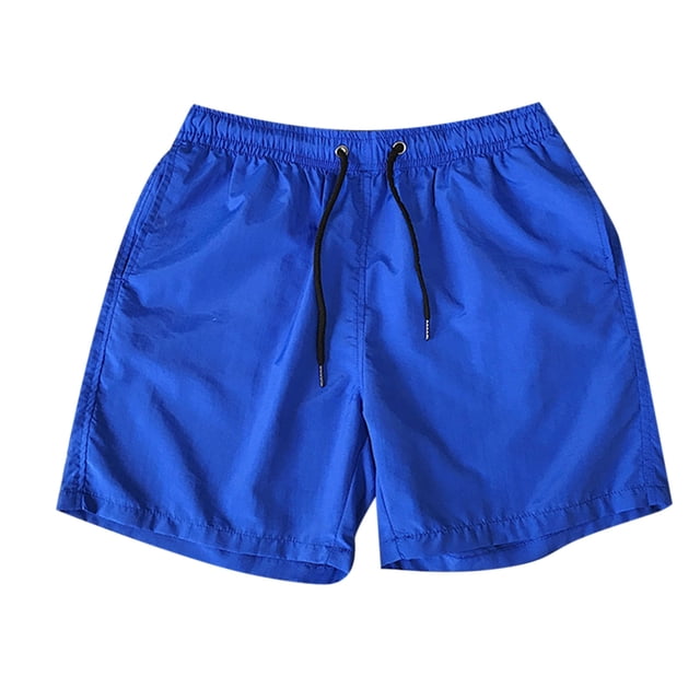 jsaierl Mens Shorts Summer Casual Drawstring Pocket Solid Color Five-Inch Beach Shorts