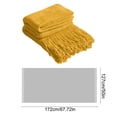thumbnail image 3 of Meitianfacai Fringe Trim Throw Blanket with Simple Design, Lightweight Air Conditioning Blanket for Sofa, Bed and Nap Use in Soft Breathable Fabric (Yellow), 3 of 6