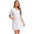 thumbnail image 1 of Aislor Robe d'Uniforme d'Infirmière pour Femmes à Manches Courtes, Tenue de Travail Médicale avec Poches, Chemise Boutonnée, Uniforme de Sarrau, Blanc G, 1 of 7