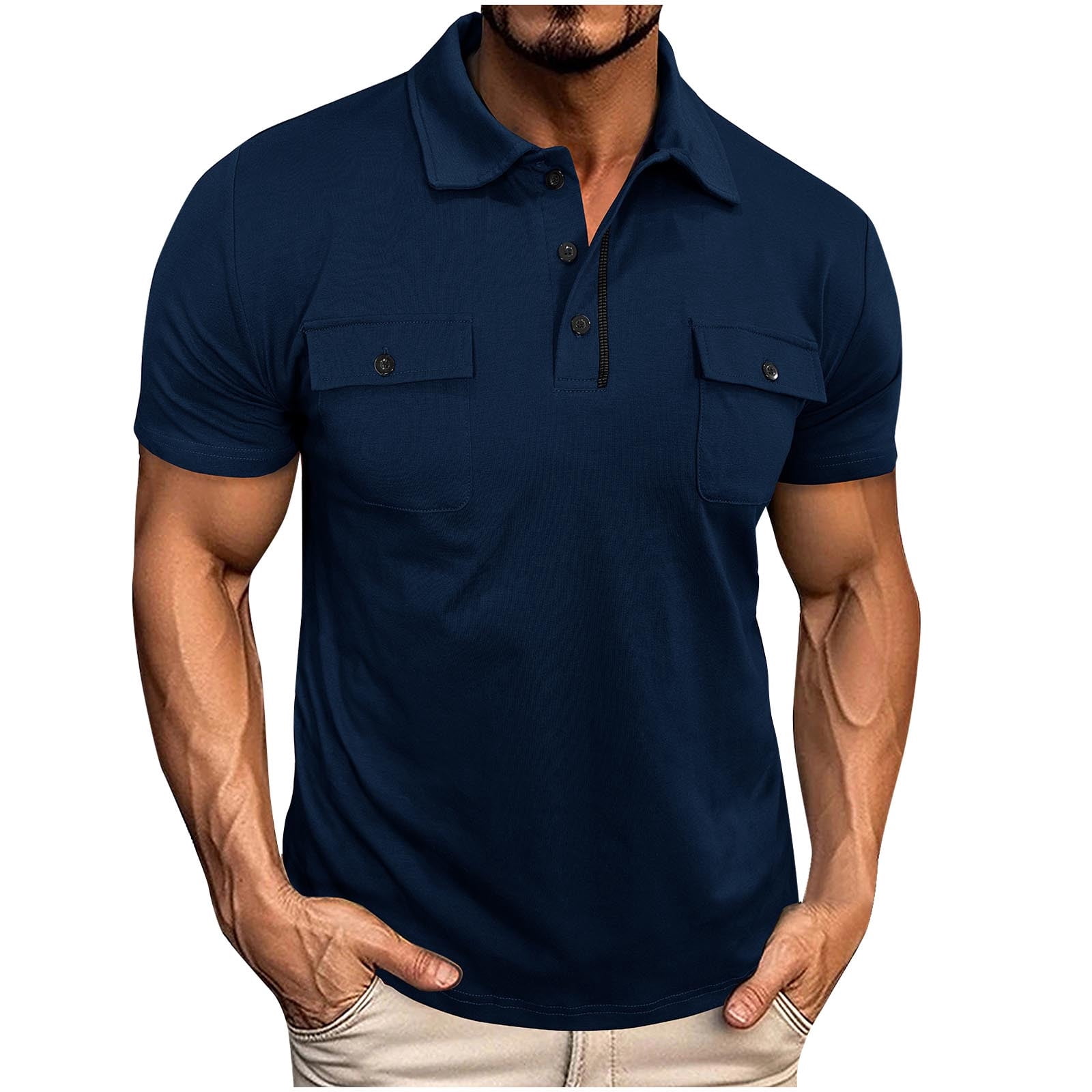 Mgmyaa Polos pour Hommes à Manches Courtes, T-Shirts à Col, Polos de Golf de Performance pour le Gym, Chemise Classique à Col Contrastant avec Poches