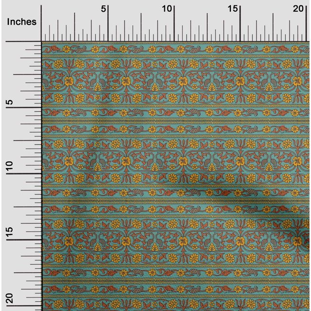 oneOone Polyester Lycra Fabric Leaves & Floral Block Print Fabric By The Yard 56 Inch Wide