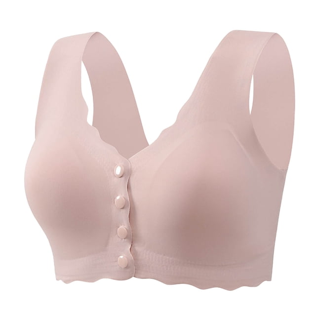 Timegard Plus Size Bras for Women Back Smoothing Front Closure Full Support Wireless Comfy Sleep Bras