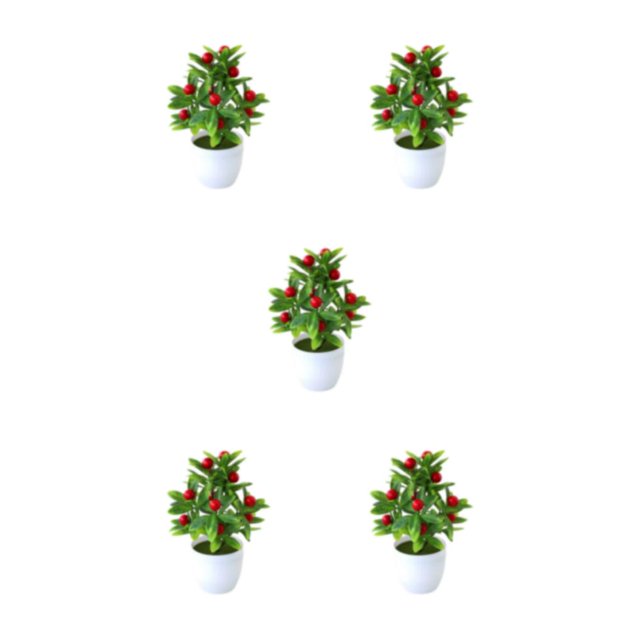 ZheElen Add To Any Room Artificial Plant Collection Designed For Any Room Artificial Potted Plants False Plant Zhaocai Tree Fruit 5Set