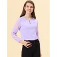 thumbnail image 2 of INSPIRE CHIC Women's Work Chiffon Keyhole Neck Elegant Top Purple S, 2 of 5
