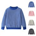 thumbnail image 4 of Tricot Rayé Chaud pour Bébé Garçons Filles Automne Hiver Tenues Marine, 4 of 4