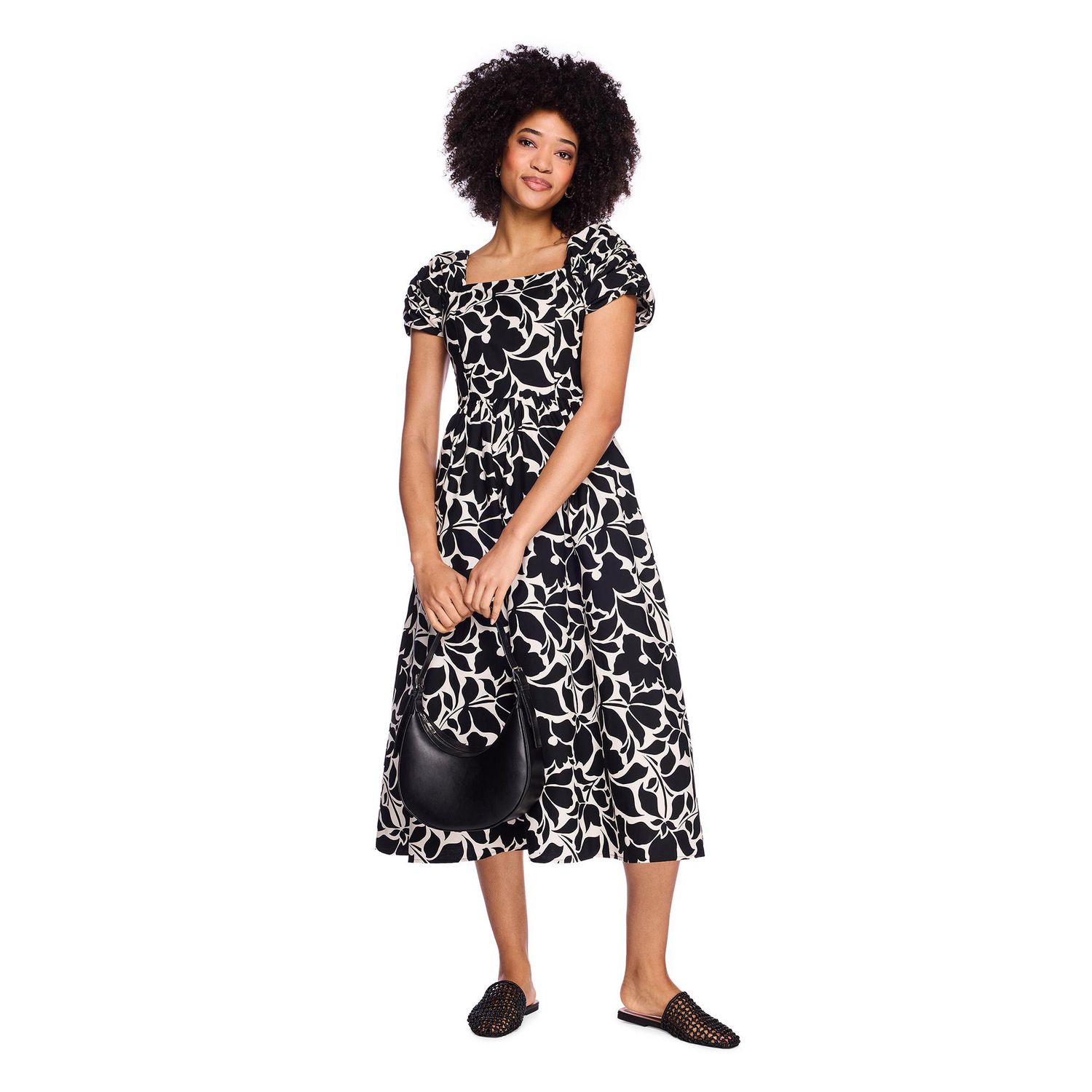 Robe longue imprimée à manches bouffantes George pour femmes