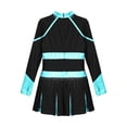 thumbnail image 4 of Alvivi Tenue de Meneuse de Claque pour Filles Robe Plissée Brillante Uniforme de Cheer pour Enfants Noir&Bleu Vert 6, 4 of 5