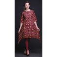 thumbnail image 3 of Bimba Kurta pour Femmes à Imprimé Ethnique Rouge Boule Dahlia et Rose Floral Asymétrique Hauts d'Été pour Femmes XX-Grand, 3 of 6