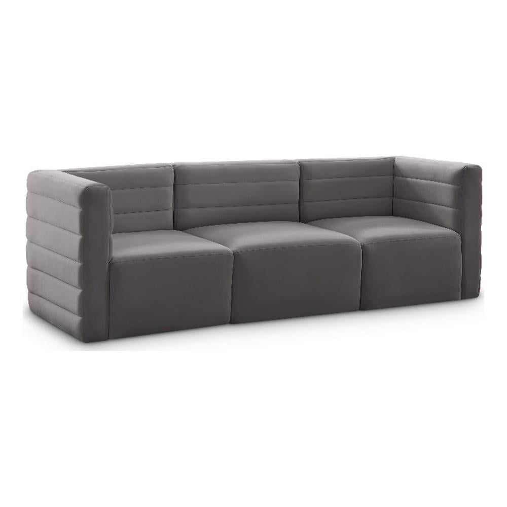Meridian Furniture Quincy Canapé Modulaire en Velours Gris