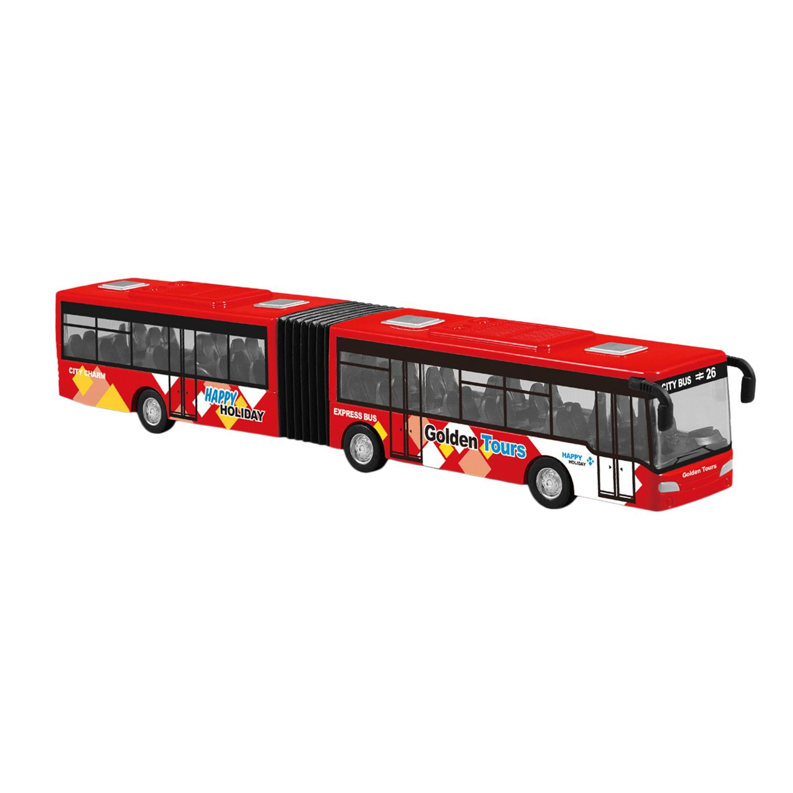 HILABEE Pull Back Long Bus Model Collectibles Decorative Two