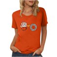 thumbnail image 1 of Dadaria Chemise Orange Femmes Hauts T-Shirt à Manches Courtes Col Ras du Cou Tee d'Été Empreintes de Mains Chandail Blouses L, 1 of 5
