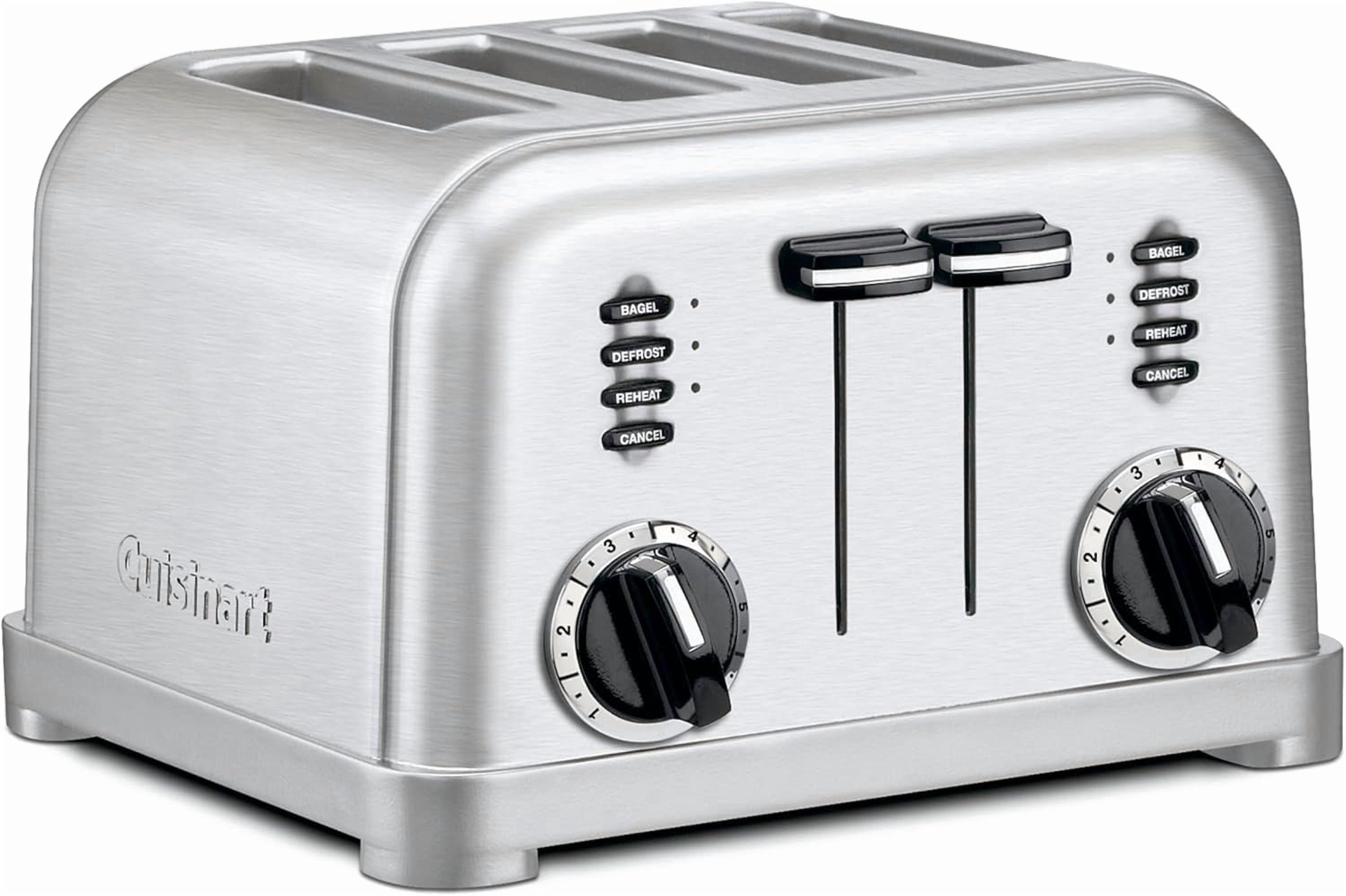 4 Slice Toaster with 6 Browning Levels, Stainless Steel Bread Toaster with Dual Control, Extra Wide Slots, Removable Crumb Tray for Bagels, Bread and Breakfast Kitchen Use