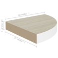 thumbnail image 4 of vidaXL Étagères d'Angle Murales 4 Pcs Chêne et Blanc 25x25x3,8 cm MDF, 4 of 4