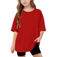 thumbnail image 1 of Hauts d'Été pour Adolescentes 2025 T-Shirts Surdimensionnés à Manches Courtes Chic Décontracté Col Rond Mode, 1 of 5