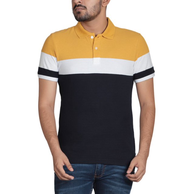 Polo pour Homme YD Noir Moutarde