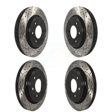 DS-One Front Rear Coated Drilled Slotted Disc Brake Rotors Kit for Car 2015-2017 Ford F-150 with Electric Parking KD-100223