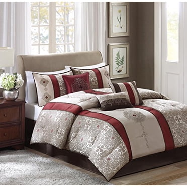 Madison Park Donovan Ensemble de Douillette 7 Pcs, Grand Lit, Rouge