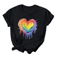 thumbnail image 1 of RKSTN Chemise de Fierté pour Femmes LGBT Coupe Ample Décontractée Tops Égalité Inspirante Été Mignon Cœur Imprimé Manches Courtes Col Rond Chemise de Fierté, 1 of 3